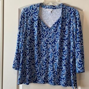 Liz Claiborne Blue and White Swirl Blouse